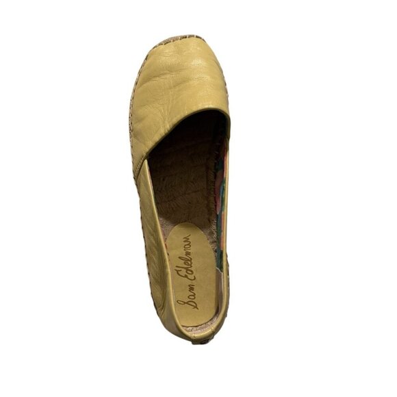 Sam Edelman Yellow Leather Espadrille Flats With Woven Jute Sole Womens Size 8.5 - Picture 8 of 9